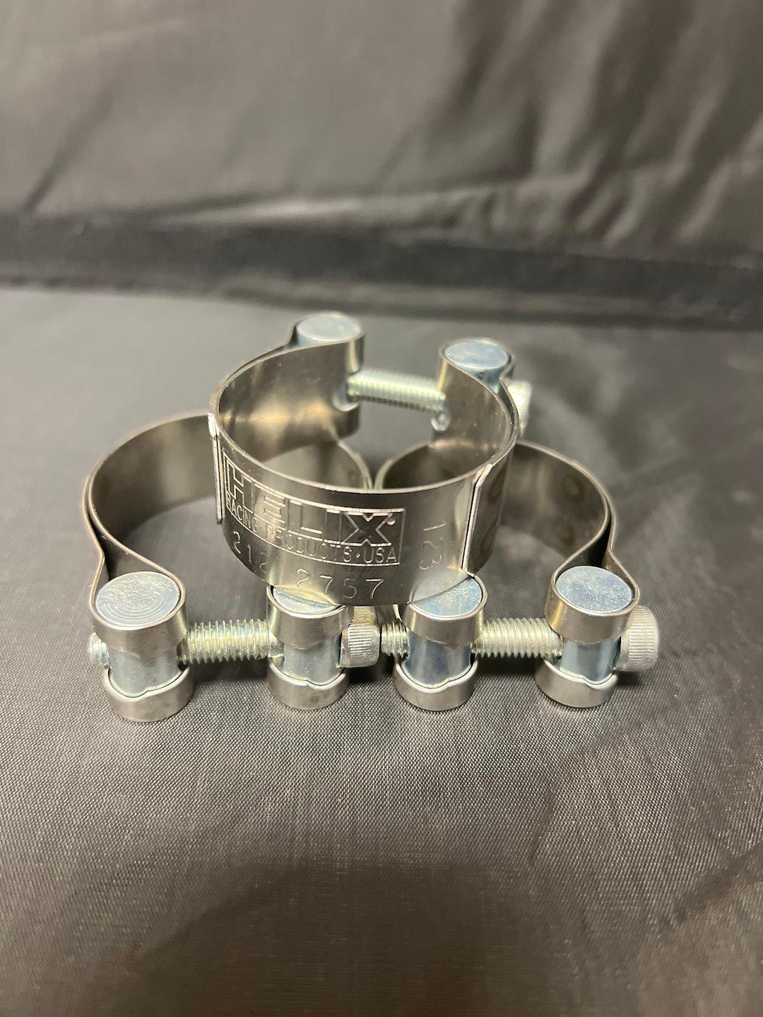 HELIX RACING 212-2757 STAINLESS STEEL MUFFLER CLAMP 1.56, 1.56 To 1.70 Inch Diameter; Band Clamp; Stainless Steel; Single; With Hex Key Socket Bolt - High quality product image showing HELIX RACING 212-2757 STAINLESS STEEL MUFFLER CLAMP 1.56, 1.56 To 1.70 Inch Diameter; Band Clamp; Stainless Steel; Single; With Hex Key Socket Bolt details and features