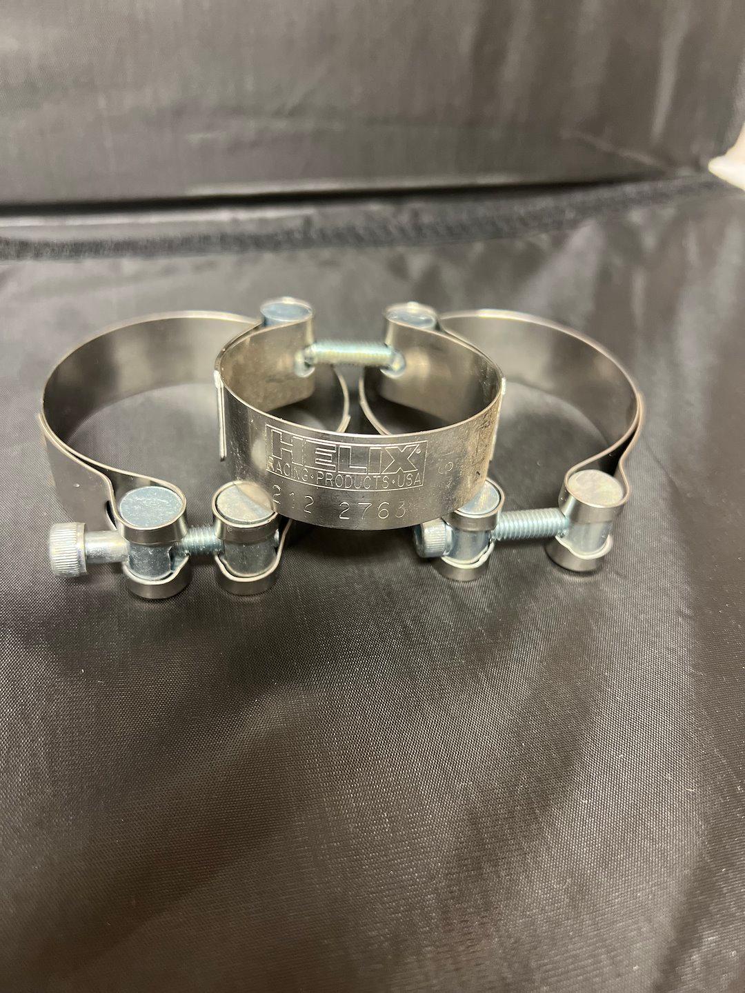 HELIX RACING 212-2763 STAINLESS STEEL MUFFLER CLAMP 1.94, 1.94 To 2.12 Inch Diameter; Band Clamp; Stainless Steel; Single; With Hex Key Socket Bolt - The Twister Group Tools product