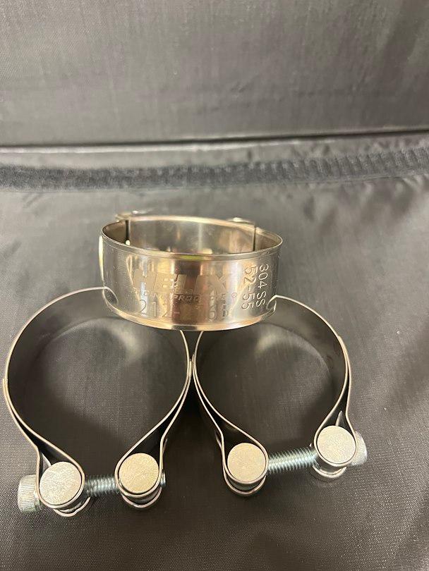 HELIX RACING 212-2765 STAINLESS STEEL MUFFLER CLAMP 2.06, 2.06 To 2.24 Inch Diameter; Band Clamp; Stainless Steel; Single; With Hex Key Socket Bolt - The Twister Group Tools product