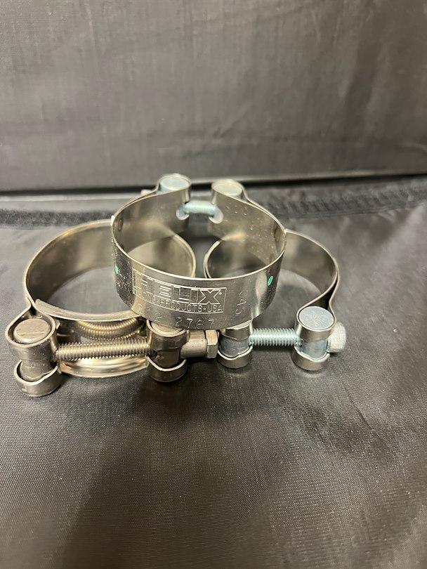 HELIX RACING 212-2767 STAINLESS STEEL MUFFLER CLAMPS 2.1, 2.19 To 2.37 Inch Diameter; Band Clamp; Stainless Steel; Single; With Hex Key Socket Bolt - The Twister Group Tools product