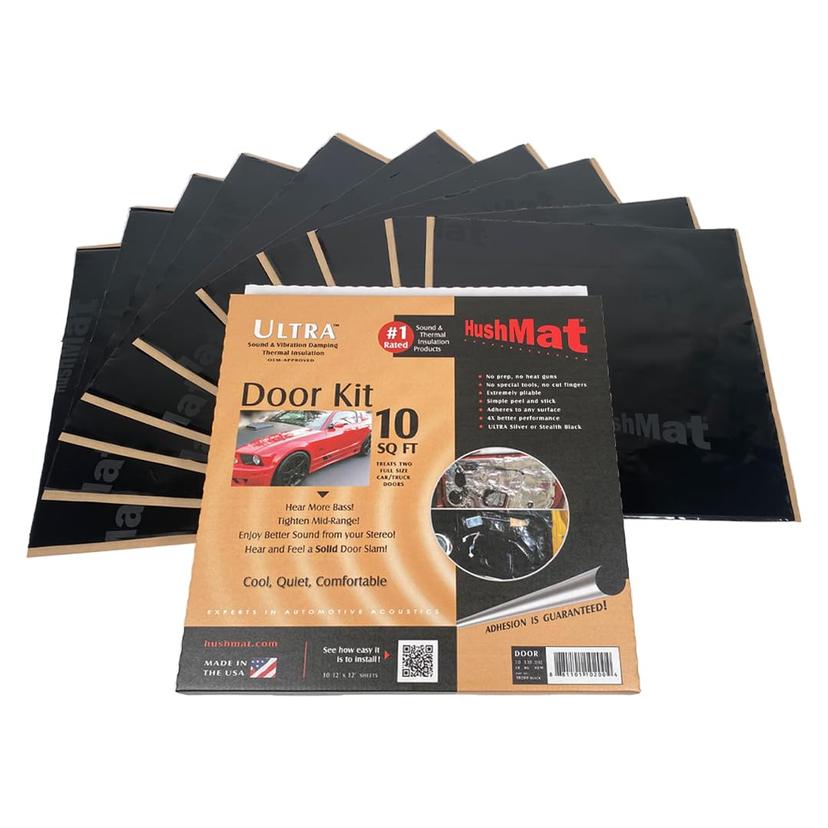 HUSHMAT 10200 Door Kit - (10) 12 INCH x 12 INCH Black ULTRA Sheets - 10 Square Feet