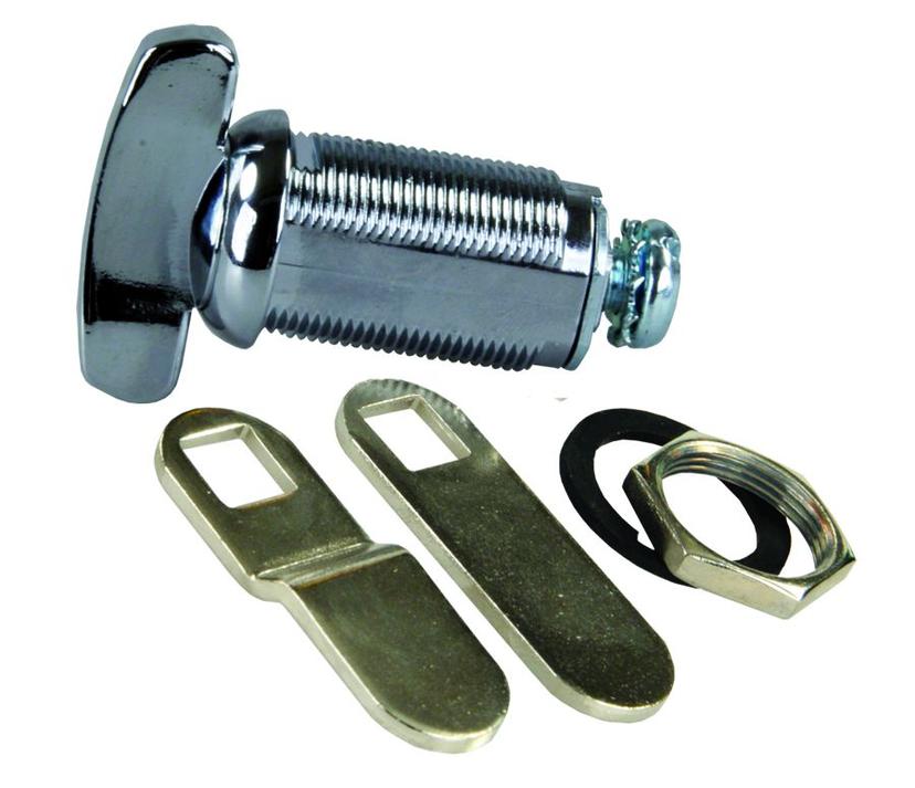 JR PRODUCTS 00135 Lock Cylinder; Thumb Lock; 1-1/8 Inch Length; Universal Fit; For Deluxe Baggage Compartment Doors; With Flat And Offset Blades