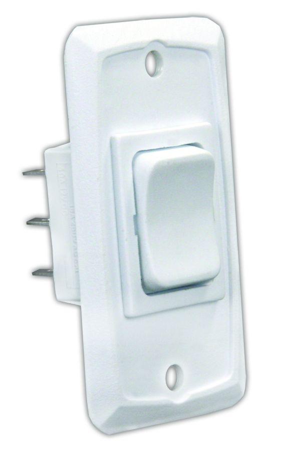 JR PRODUCTS 12835 White DPDT Mom-On/Off/Mom-On Switch - High quality product image showing JR PRODUCTS 12835 White DPDT Mom-On/Off/Mom-On Switch details and features