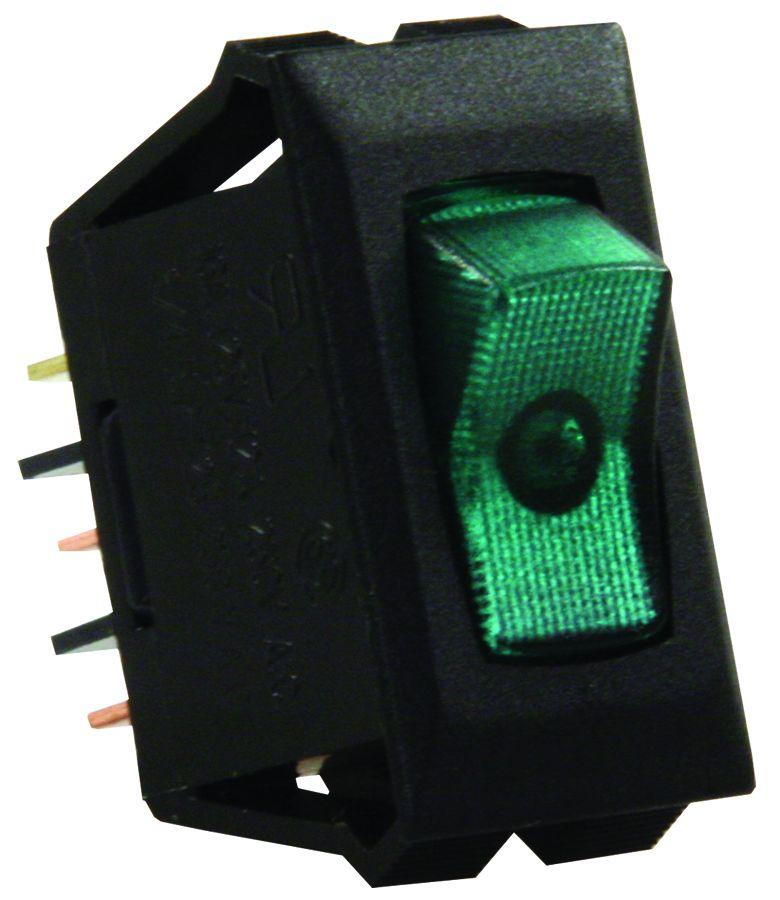 JR PRODUCTS 13695 Green/Black SPST Illuminated On/Off Switch - High quality product image showing JR PRODUCTS 13695 Green/Black SPST Illuminated On/Off Switch details and features