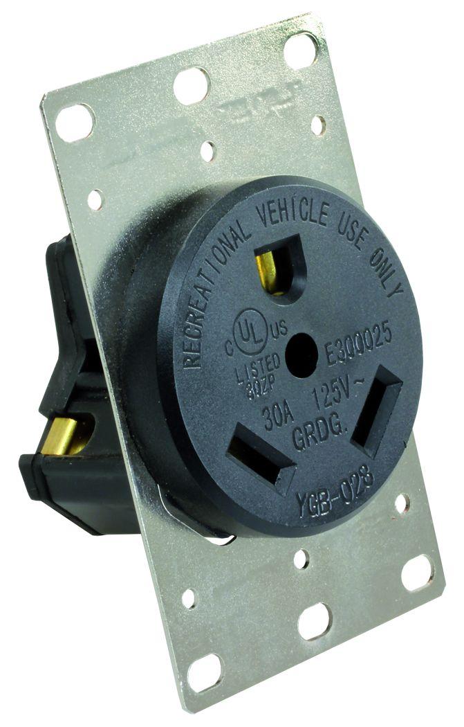 JR PRODUCTS 15075 30 Amp Receptacle with Mounting Plate - The Twister Group Tools product