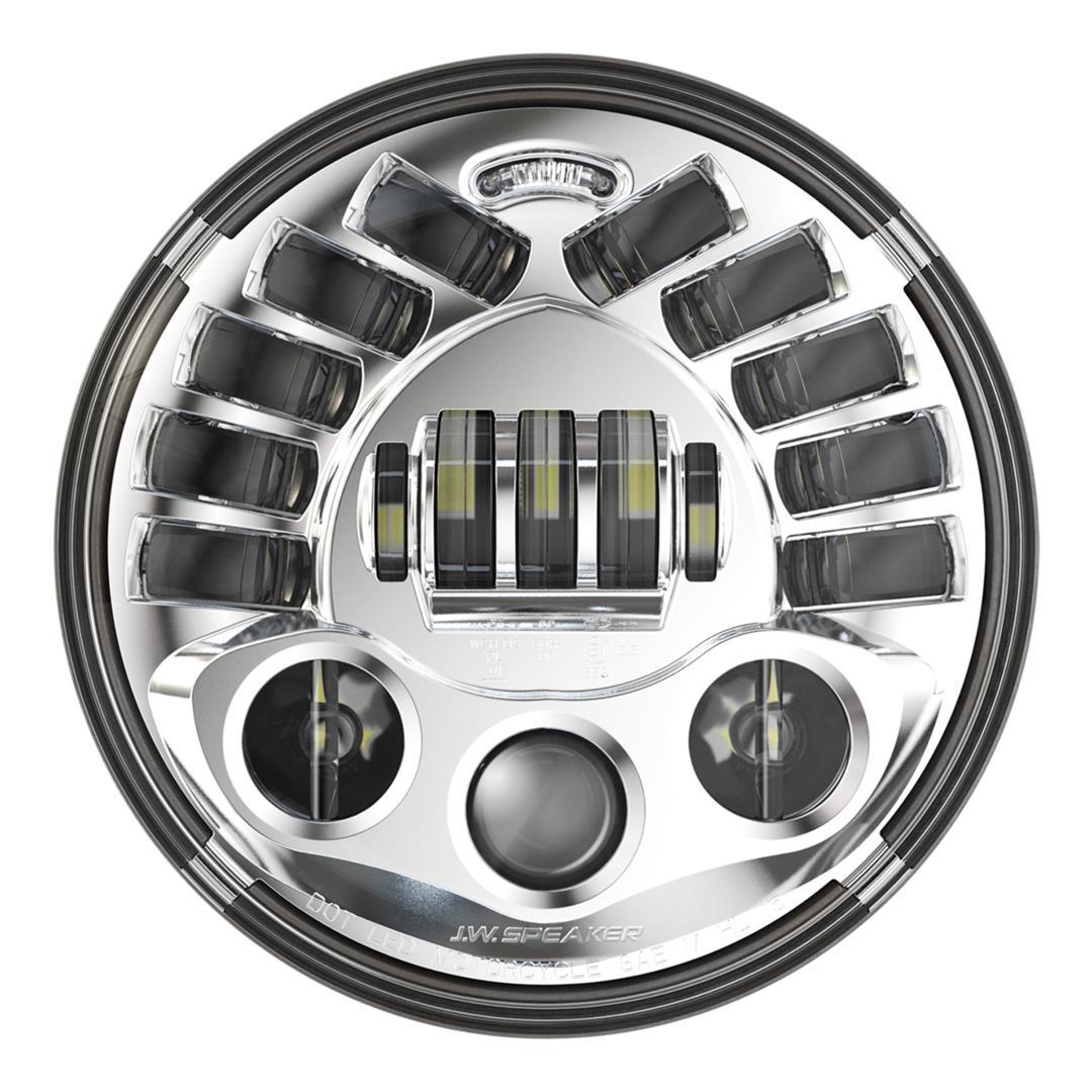 JW SPEAKER 0555031 Model 8790 LED High and Low Beam Adaptive Headlight with Chrome Inner Bezel - High quality product image showing JW SPEAKER 0555031 Model 8790 LED High and Low Beam Adaptive Headlight with Chrome Inner Bezel details and features