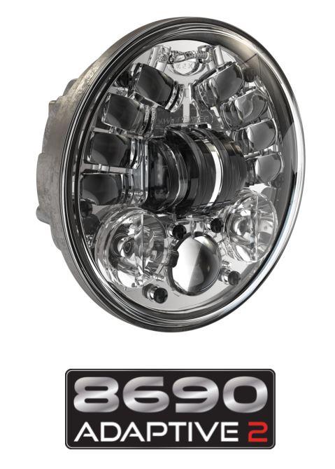 JW SPEAKER 0555101 J.W. Speaker Model 8690 LED High and Low Beam Adaptive Headlight with Chrome Inner Bezel