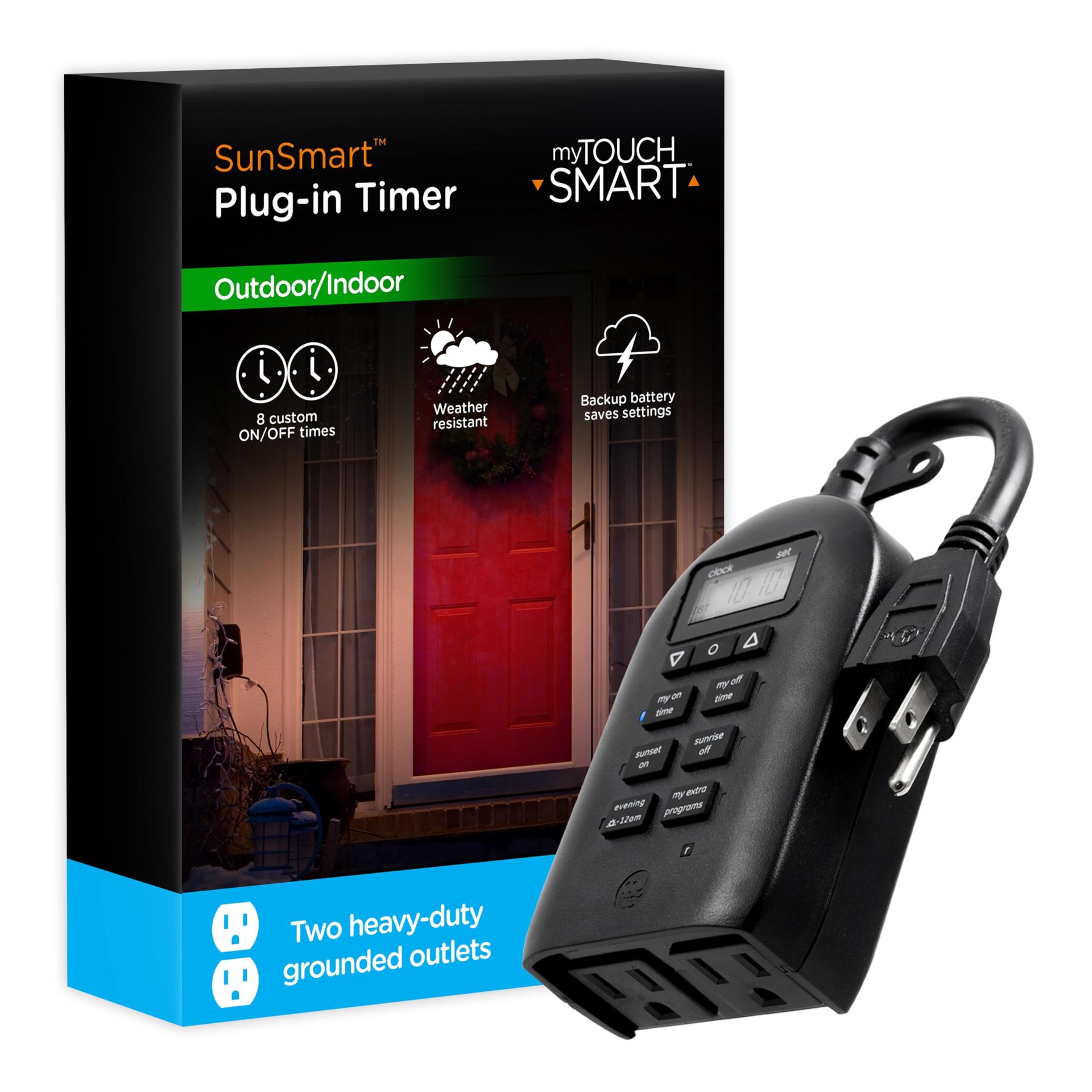 JASCO 33862 Outlet Timer, Dual Plug-in Digital Timer Outlet, Simple Programmable Outlet Timer, Indoor/Oudoor Custom Smart Plug Timer, Weather Resistant, Seasonal Light Timer, Black - High quality product image showing JASCO 33862 Outlet Timer, Dual Plug-in Digital Timer Outlet, Simple Programmable Outlet Timer, Indoor/Oudoor Custom Smart Plug Timer, Weather Resistant, Seasonal Light Timer, Black details and features