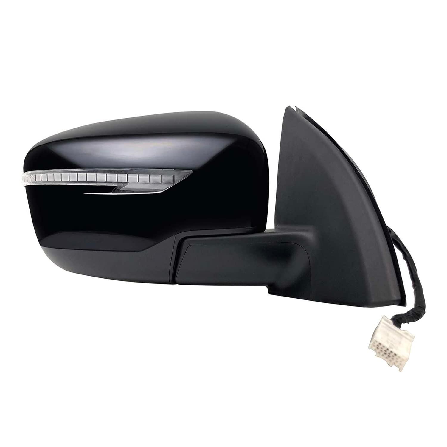 K SOURCE 68143N Passenger Side Mirror for Nissan Rogue Sport Models (textured black w/PTM cover, w/turn signal, foldaway), w/o Camera - High quality product image showing K SOURCE 68143N Passenger Side Mirror for Nissan Rogue Sport Models (textured black w/PTM cover, w/turn signal, foldaway), w/o Camera details and features