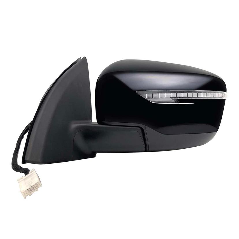 K SOURCE 68146N Driver Side Mirror for Nissan Rogue Sport Models (textured black w/PTM cover, w/turn signal, foldaway), Heated, w/o Camera