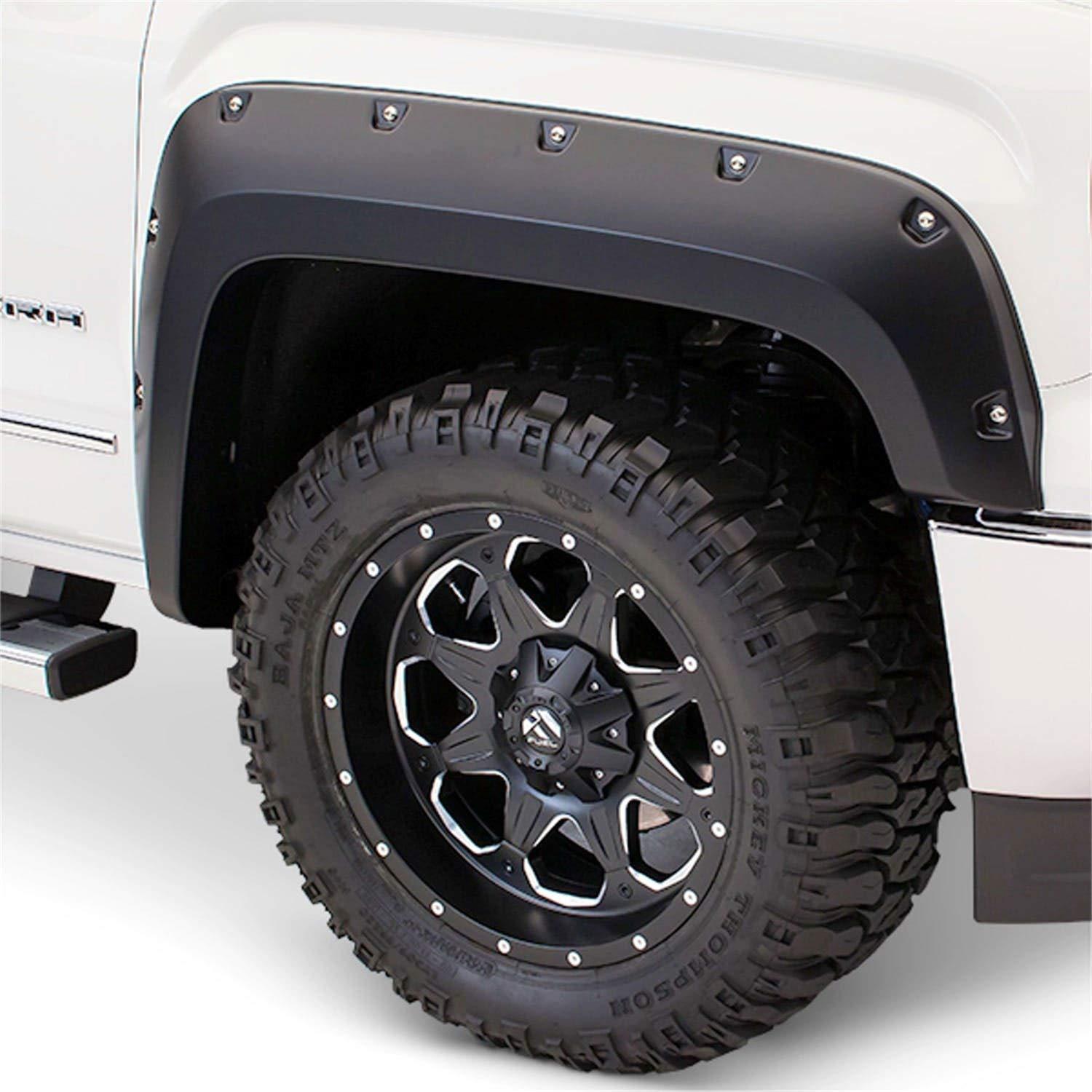 BUSHWACKER 20105-02 Pocket/Rivet Style Front Fender Flares | 2-Piece Set, Black, Smooth Finish Fits 2017-2022 Ford F-250, F-350, F-450 Super Duty - High quality product image showing BUSHWACKER 20105-02 Pocket/Rivet Style Front Fender Flares | 2-Piece Set, Black, Smooth Finish Fits 2017-2022 Ford F-250, F-350, F-450 Super Duty details and features