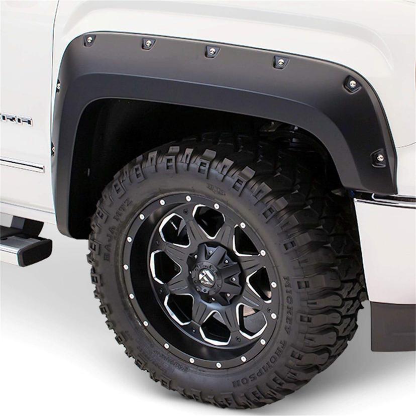 BUSHWACKER 20105-02 Pocket/Rivet Style Front Fender Flares | 2-Piece Set, Black, Smooth Finish Fits 2017-2022 Ford F-250, F-350, F-450 Super Duty