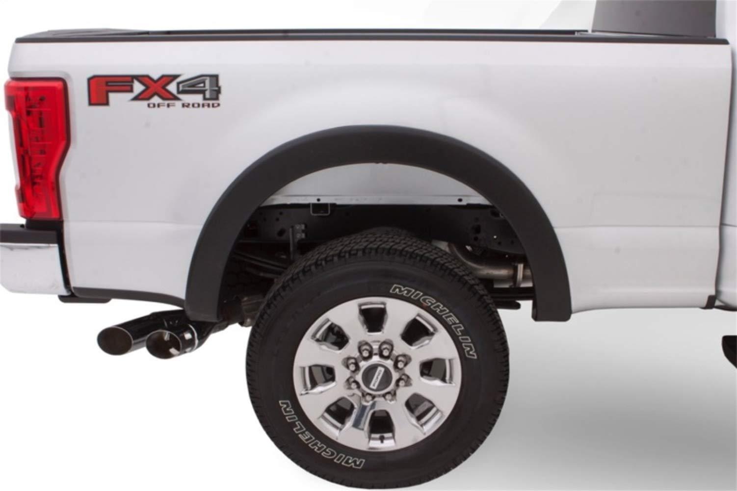 BUSHWACKER 20108-02 OE Style Factory Rear Fender Flares | 2-Piece Set, Black, Smooth Finish Fits 2017-2022 Ford F-250 w/ 6.8FT or 8.2FT Bed, F-350 Super Duty w/ 8.2FT Bed - High quality product image showing BUSHWACKER 20108-02 OE Style Factory Rear Fender Flares | 2-Piece Set, Black, Smooth Finish Fits 2017-2022 Ford F-250 w/ 6.8FT or 8.2FT Bed, F-350 Super Duty w/ 8.2FT Bed details and features