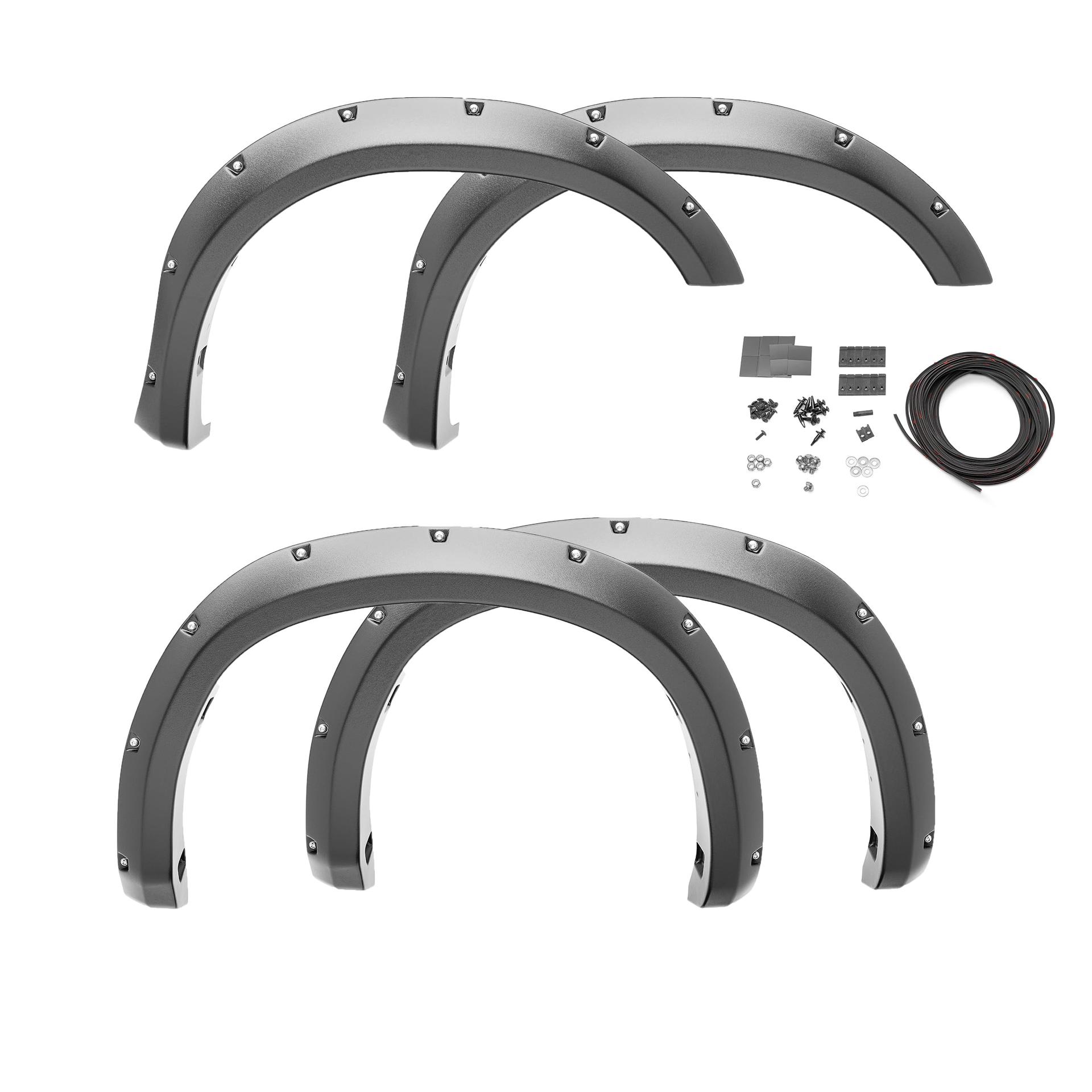 BUSHWACKER 20929-02 Pocket/Rivet Style Front & Rear Fender Flares | 4-Piece Set, Black, Smooth Finish Fits 2009-2014 Ford F-150 (Excludes Raptor) - High quality product image showing BUSHWACKER 20929-02 Pocket/Rivet Style Front & Rear Fender Flares | 4-Piece Set, Black, Smooth Finish Fits 2009-2014 Ford F-150 (Excludes Raptor) details and features