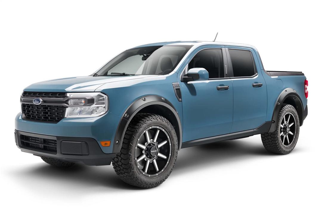 BUSHWACKER 20967-02 Pocket/Rivet Style Front & Rear Fender Flares | 4-Piece Set, Black, Smooth Finish Fits 2022 - 2024 Ford Maverick - The Twister Group Tools product