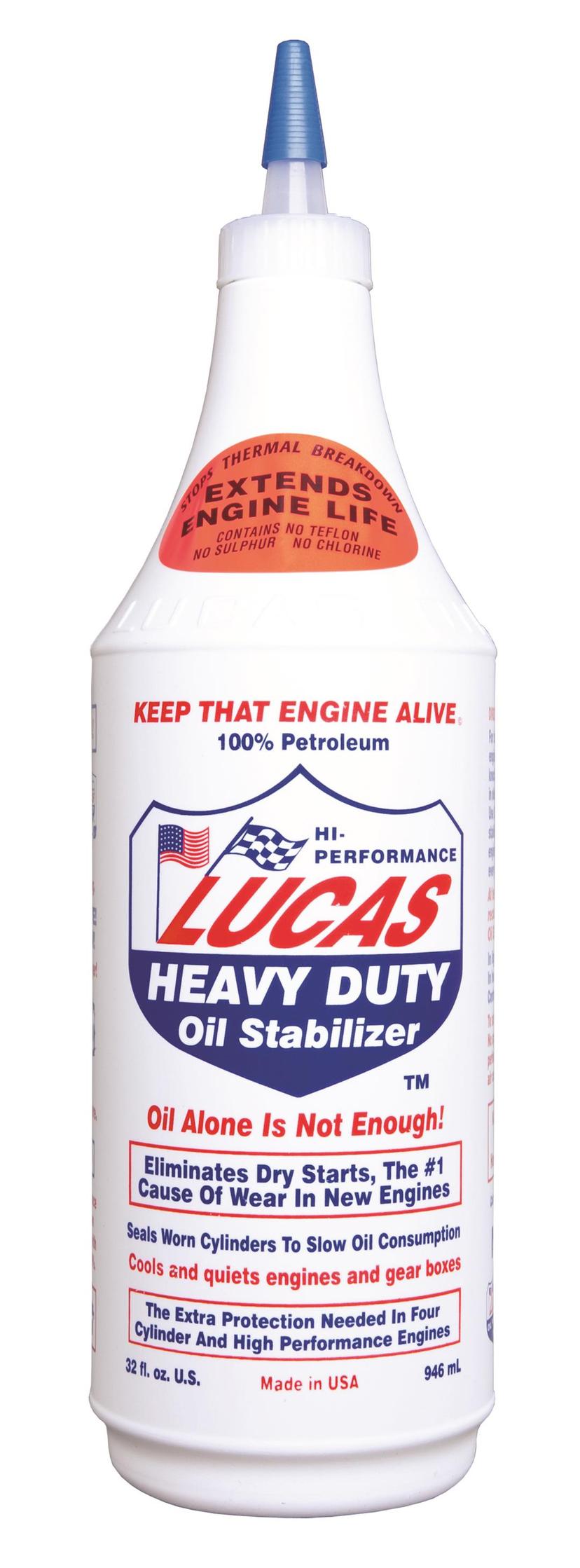 LUCAS OIL 10001 Oil Additive; Heavy Duty; Use With Synthetic Oil; Use To Eliminate Dry Starts And Reduce Friction/ Heat/ Wear In Any Type Of Engine; 1 Quart Bottle; Single