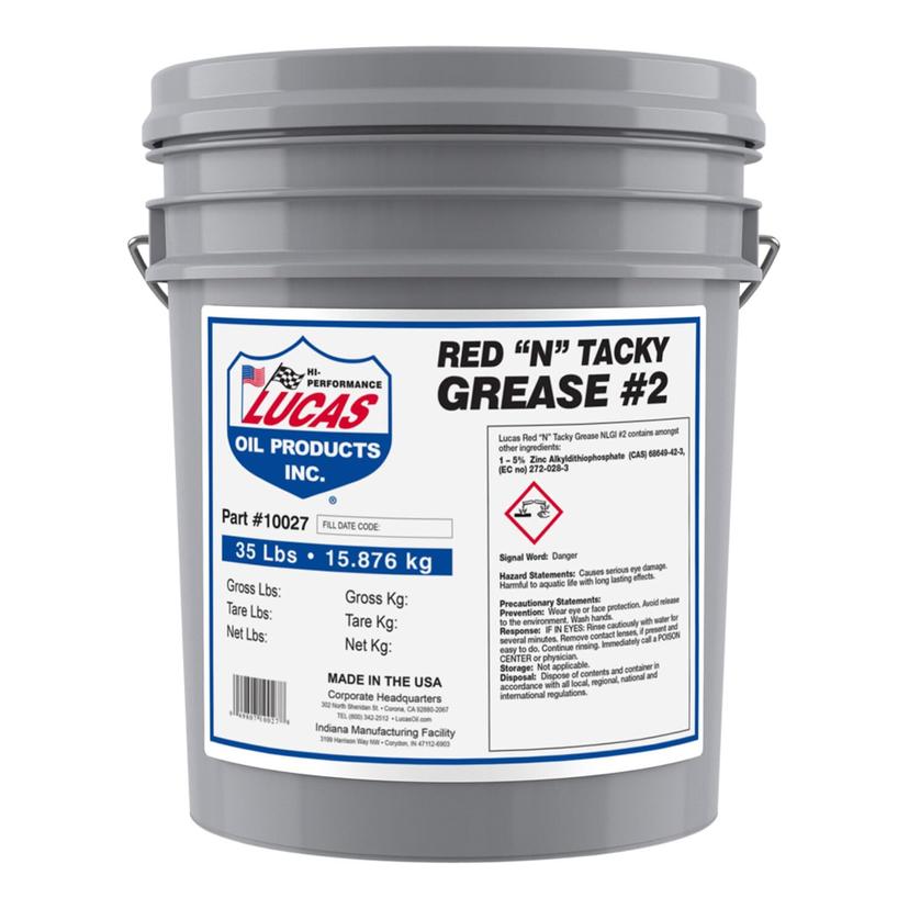 LUCAS OIL 10027 Pk1 Red NFT Tacky Grease 35 Lb