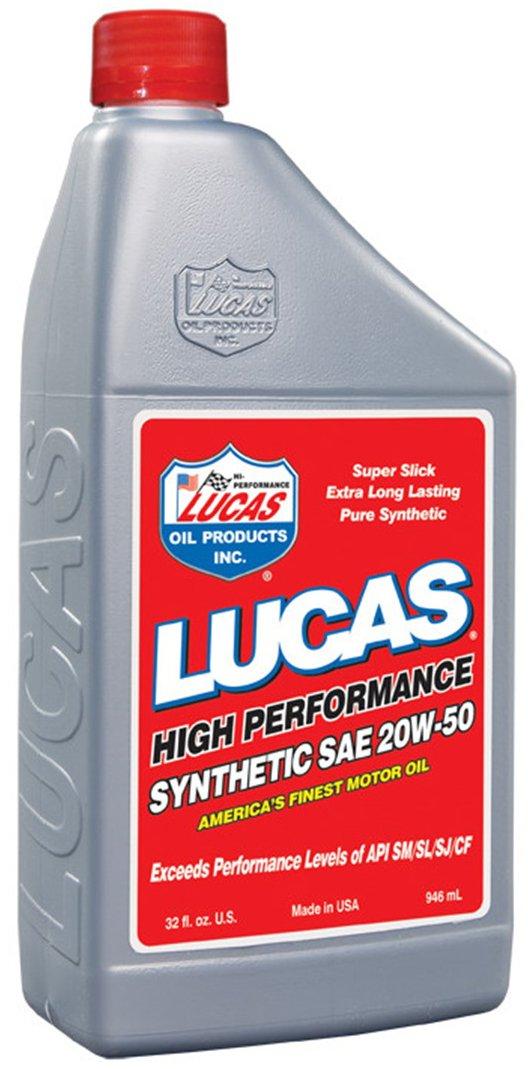 LUCAS OIL 10054 SAE 20W-50 Synthetic Racing Oil - Bottle, 1 Quart (32 Ounces) (Case of 6)