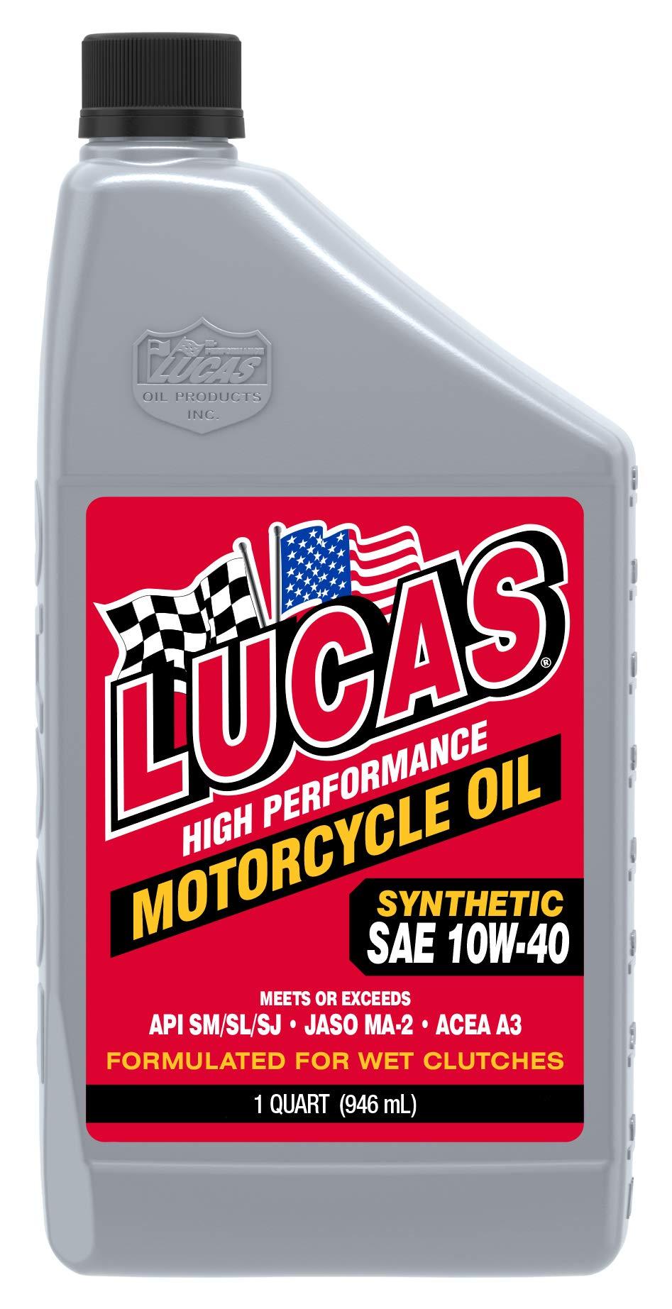 LUCAS OIL 10793 Synthetic SAE 10W-40 Motorcycle Oil Ma2, 32. Fluidounces, 1 quart - High quality product image showing LUCAS OIL 10793 Synthetic SAE 10W-40 Motorcycle Oil Ma2, 32. Fluidounces, 1 quart details and features