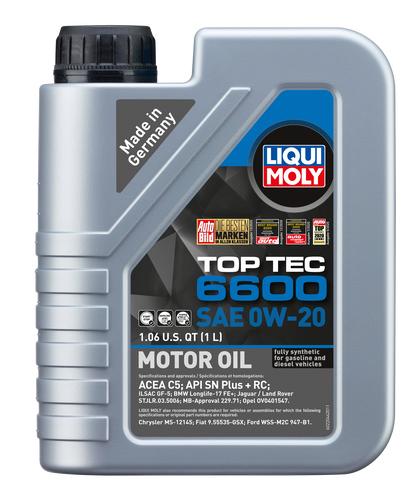 LIQUI MOLY 22044 Top Tec 6600 SAE 0W-20 Synthetic Motor Oil, 1 Liter - The Twister Group Tools product
