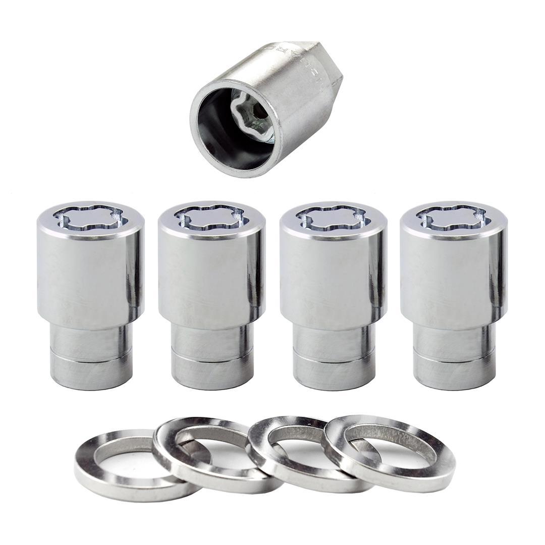 MCGARD 21122 Chrome Regular Shank Wheel Locks (7/16 INCH - 20 Thread Size) - Set of 4, 4 Locks / 4 Washers / 1 Key - The Twister Group Tools product