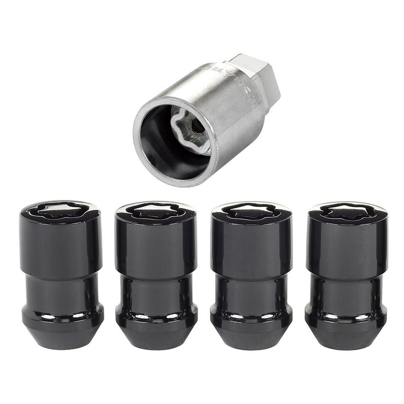 MCGARD 24038 Black Cone Seat Wheel Locks (1/2 INCH-20 Thread Size) - Set of 4, 4 Locks / 1 Key