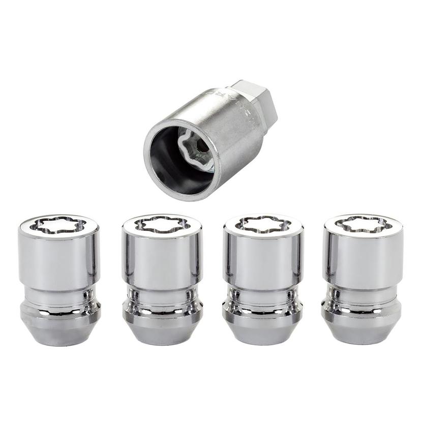 MCGARD 24157 Chrome Cone Seat Wheel Locks (M12 x 1.5 Thread Size) - 4 Locks / 1 Key