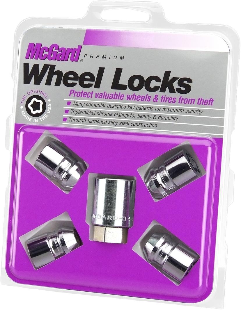 MCGARD 24193 Chrome Cone Seat Wheel Locks (1/2 INCH - 20 Thread Size), 4 Locks / 1 Key