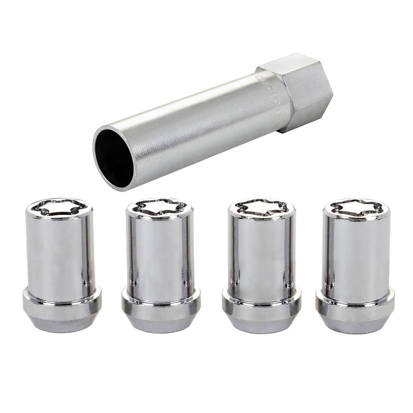MCGARD 25254 Chrome Tuner Style Cone Seat Wheel Locks (M12 x 1.25 Thread Size) - Set of 4