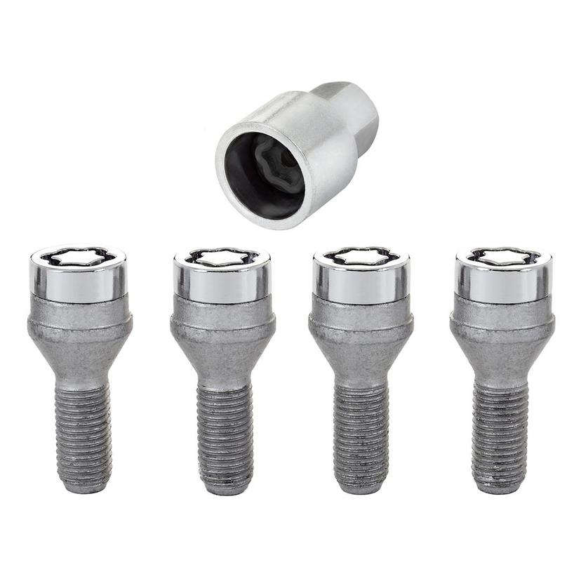 MCGARD 27179 Chrome Bolt Style Cone Seat Wheel Locks (M12 x 1.5) - Set of 4