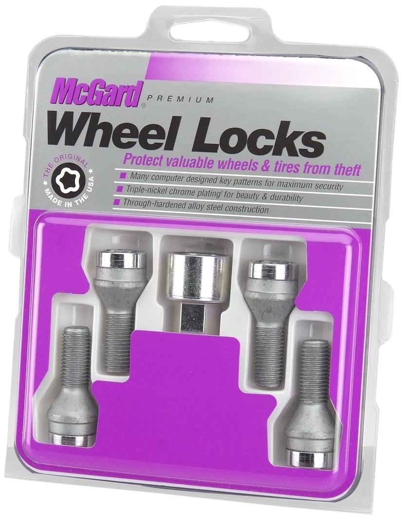 MCGARD 27216 Chrome Bolt Style Cone Seat Wheel Locks (M12 x 1.25) Set of 4 Locks / 1 Key
