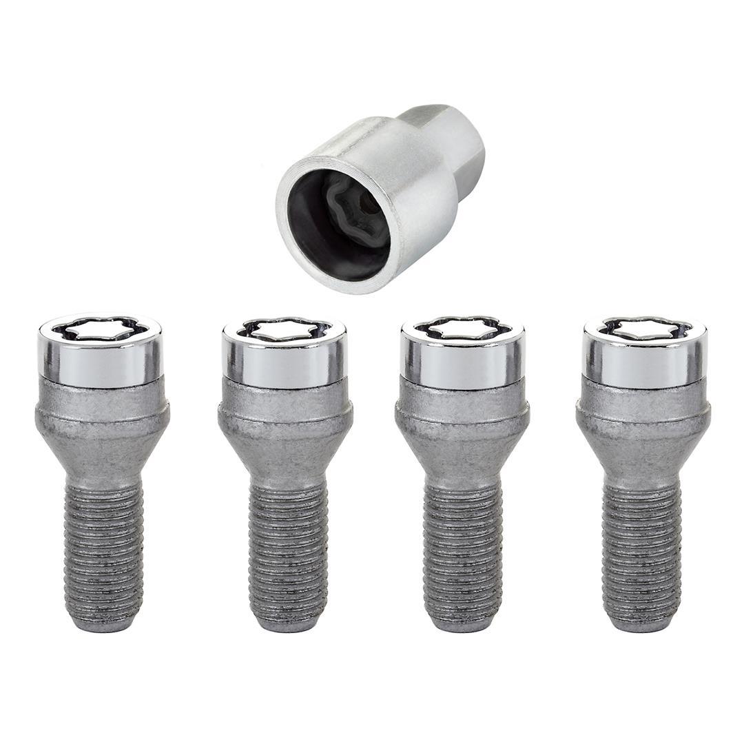 MCGARD 27226 Wheel Lock; Lug Bolt Lock; 14 Millimeter X 1.25 Thread Size; Conical Seat/1.08 Inch Shank Length; Acorn Lug Use With Steel/ Aluminum Wheels; 1.99 Inch Overall Length; 17 Millimeter Wrench Size; Chrome Plated; Steel; Set Of 4 With Key - High quality product image showing MCGARD 27226 Wheel Lock; Lug Bolt Lock; 14 Millimeter X 1.25 Thread Size; Conical Seat/1.08 Inch Shank Length; Acorn Lug Use With Steel/ Aluminum Wheels; 1.99 Inch Overall Length; 17 Millimeter Wrench Size; Chrome Plated; Steel; Set Of 4 With Key details and features