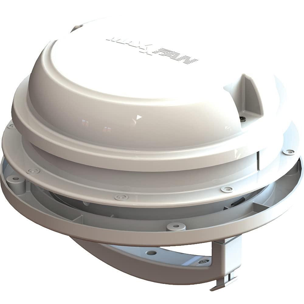 MAXXAIR 00-03812W Maxxfan Dome 6 INCH Round 12V Ventilation Fan - Compact Solution for Rooftop or Sidewall Ventilation, Exhaust Only, Removable Screens, Fan Guard Rain Shield, Moisture Control, White - Product image