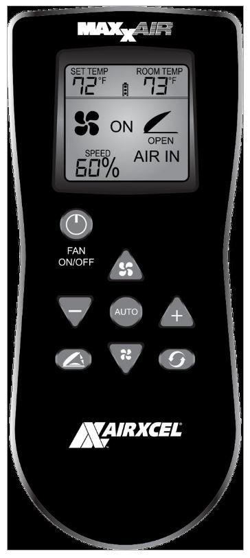 MAXXAIR 00A01150K Roof Vent Remote Control; Replacement For Intake/ Exhaust MaxxFan Plus 00-04000K/ 00-04500K Models Or MaxxFan Deluxe 00-05100K/ 00-06200K/ 00-07000K/ 00-07500K Models