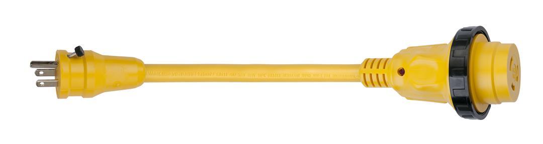 MARINCO 104SPPRV Pigtail Adapter, 30A / 125V Locking Connector & 15A / 125V Straight Blade with Locking Screw Male Plug - The Twister Group Tools product