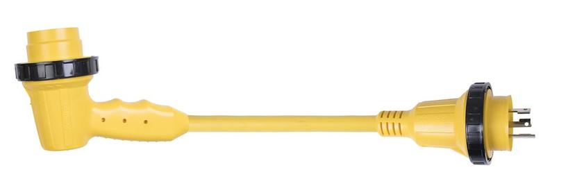 MARINCO 1RPCRV Right Angle Adapter, 30A 125V Locking/Sealing Connector and 30A 125V Locking Male Plug