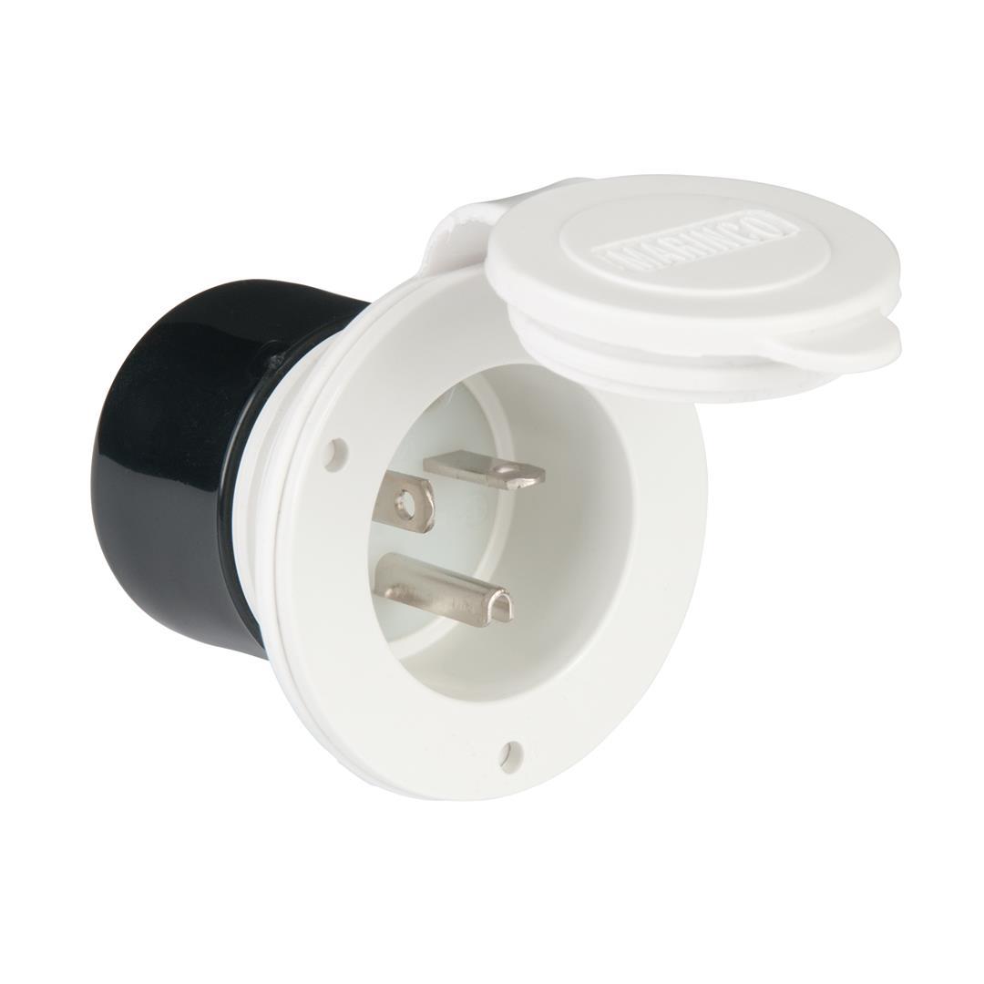 MARINCO 200BBIWRV 200BBIW.RV RV Front Mount 20 Amp, 125V White Power Inlet - High quality product image showing MARINCO 200BBIWRV 200BBIW.RV RV Front Mount 20 Amp, 125V White Power Inlet details and features
