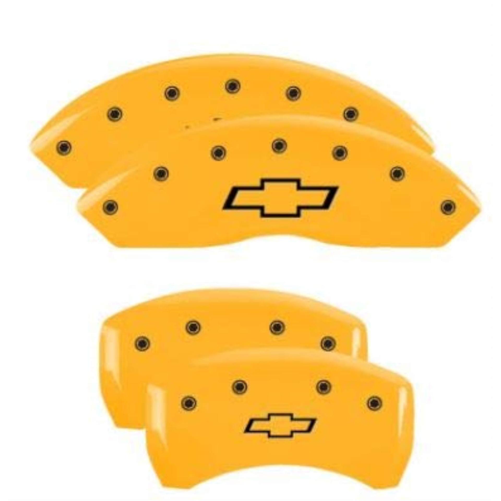 MGP CALIPER 14255SBOWYL Bowtie Yellow Powder Coat Finish, Black Characters, Set of 4 - High quality product image showing MGP CALIPER 14255SBOWYL Bowtie Yellow Powder Coat Finish, Black Characters, Set of 4 details and features