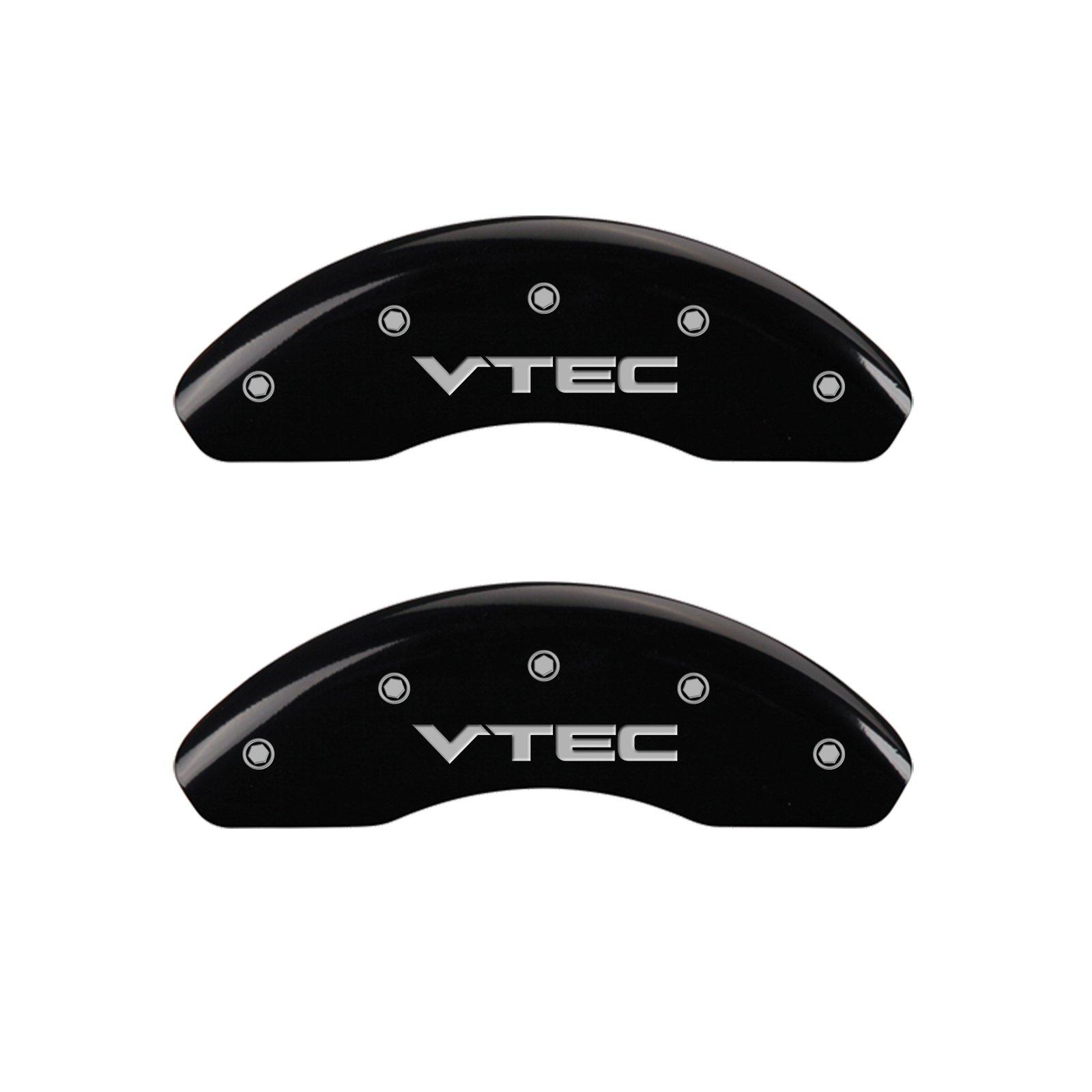 MGP CALIPER 20218SVTCBK Caliper Cover (Black Powder Coat Finish, Engraved Front and Rear: Vtech, Silver Characters, Set of 4) - High quality product image showing MGP CALIPER 20218SVTCBK Caliper Cover (Black Powder Coat Finish, Engraved Front and Rear: Vtech, Silver Characters, Set of 4) details and features