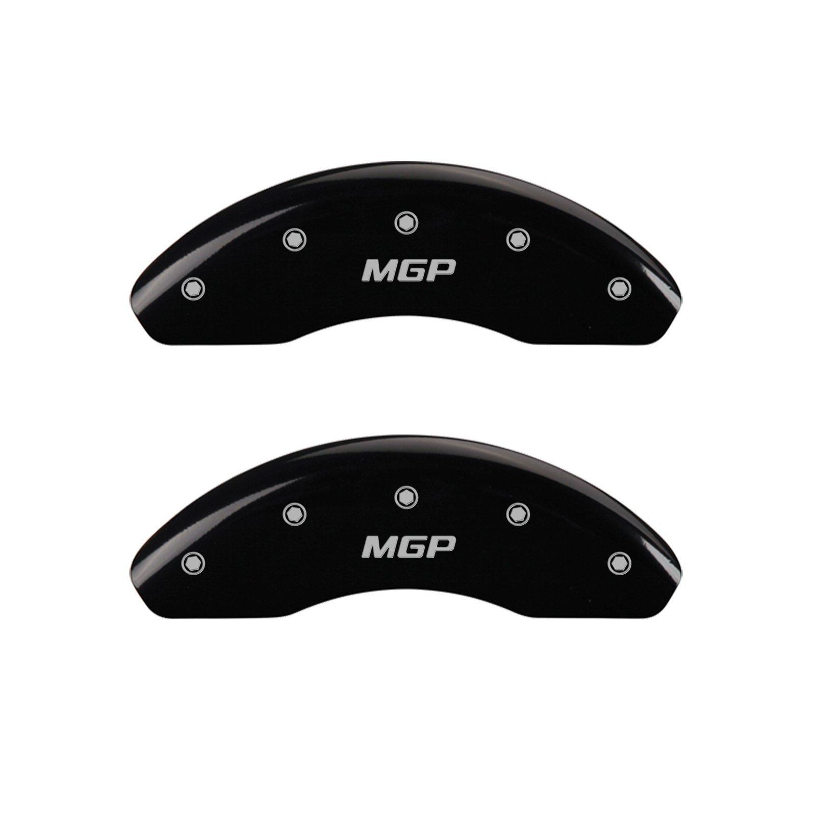 MGP CALIPER 20220SMGPBK Black Powder Coat Finish Front and Rear Caliper Cover, Set of 4 (MGP Silver Characters, Engraved) - High quality product image showing MGP CALIPER 20220SMGPBK Black Powder Coat Finish Front and Rear Caliper Cover, Set of 4 (MGP Silver Characters, Engraved) details and features