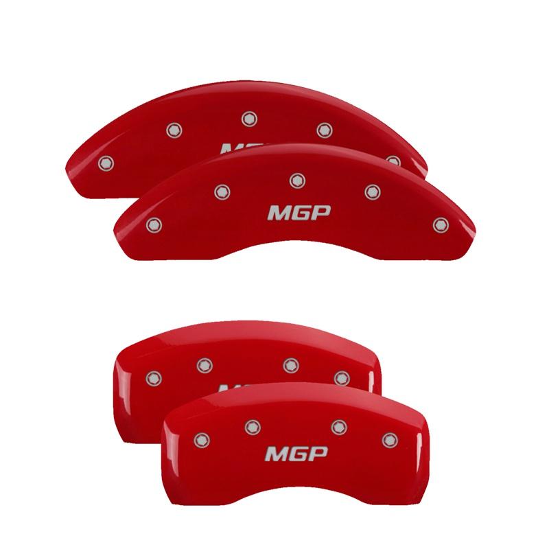 MGP CALIPER 21198SMGPRD Fits 2020 Kia Forte (2.0L) - Red Powder Coat Finish; Silver MGP & Bolts (Set of 4 Brake Covers)