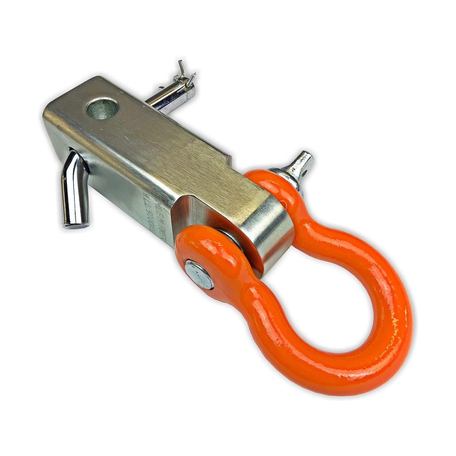 MILE MARKER 60-65000C Steel Hitch Receiver with Shackle and D-Ring - High quality product image showing MILE MARKER 60-65000C Steel Hitch Receiver with Shackle and D-Ring details and features