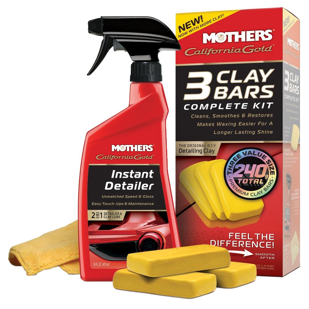 MOTHERS 07240 California Gold Clay Bar System for Car Detailing, Kit Includes Detailer, 3 Clay Bars, and Microfiber Towel - The Twister Group Tools product