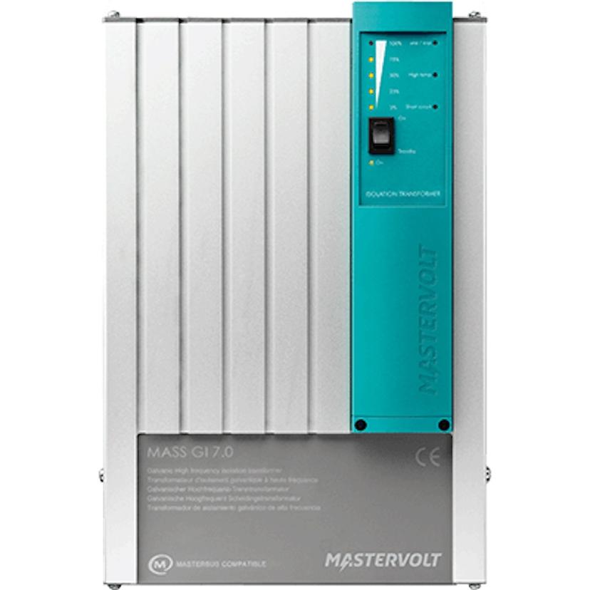 MASTERVOLT 88000705 Power Conditioner; Mass GI 7, Isolation Transformer. Solid State Components Eliminate Heavy/Bulky Transformer, Allowing A Small, Lightweight Unit. 90-255 Volt, 45-65 Hz Range, 32 Amp @ 230V, 7000 Watt