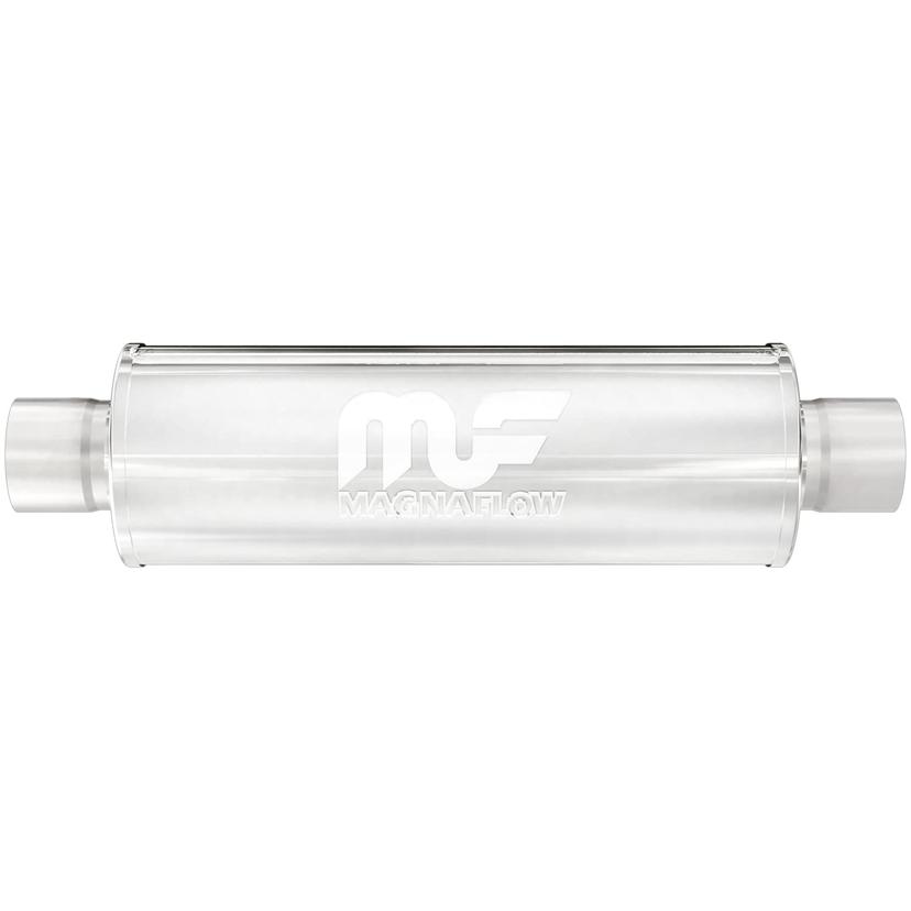 MAGNAFLOW 10415 Exhaust Muffler 2.25 INCH/2.25 INCH Inlet/Outlet, 4x4x14 INCH Round, Stainless Steel, Satin Finish