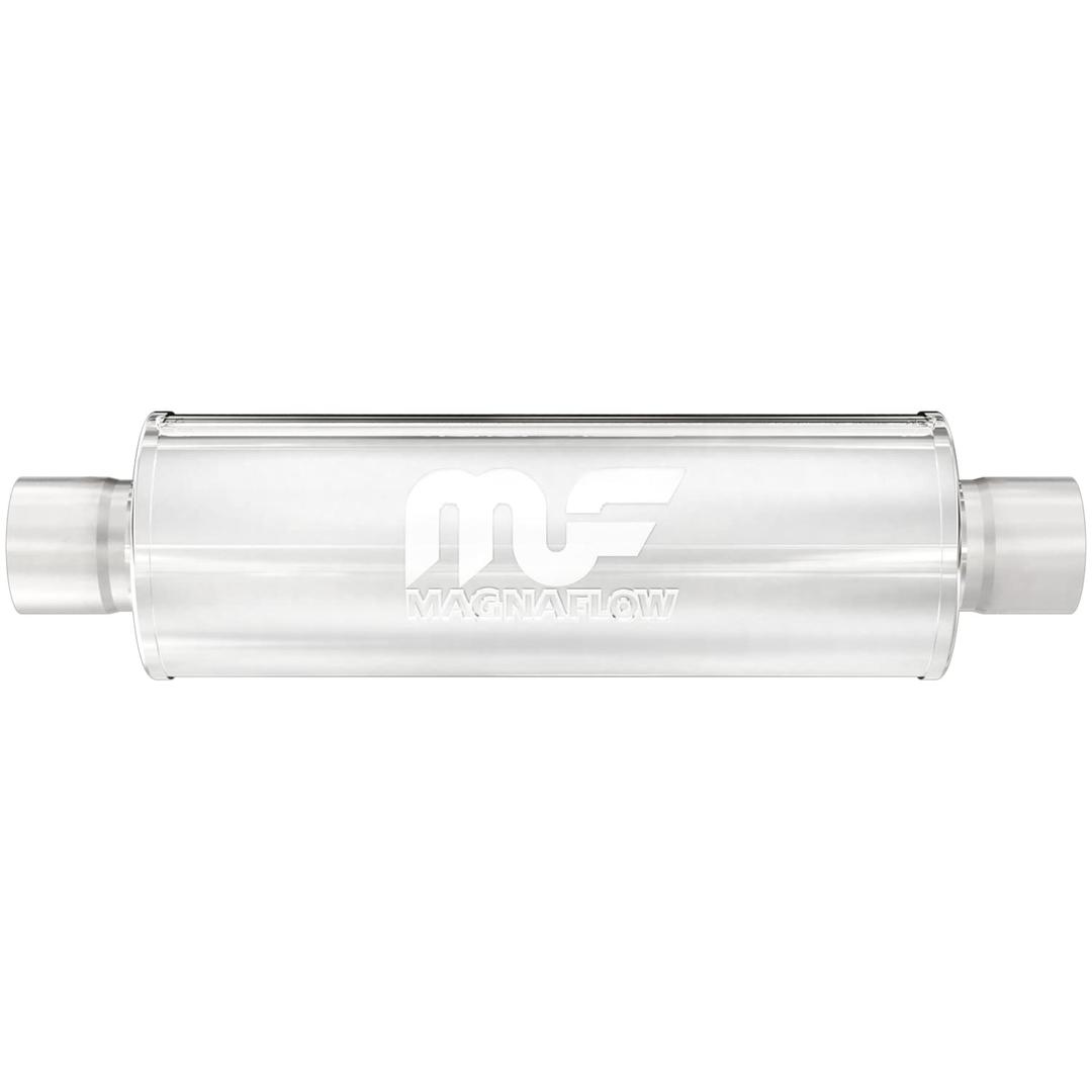 MAGNAFLOW 10416 Exhaust Muffler 2.5 INCH/2.5 INCH Inlet/Outlet, 4x4x14 INCH Round, Stainless Steel, Satin Finish - The Twister Group Tools product