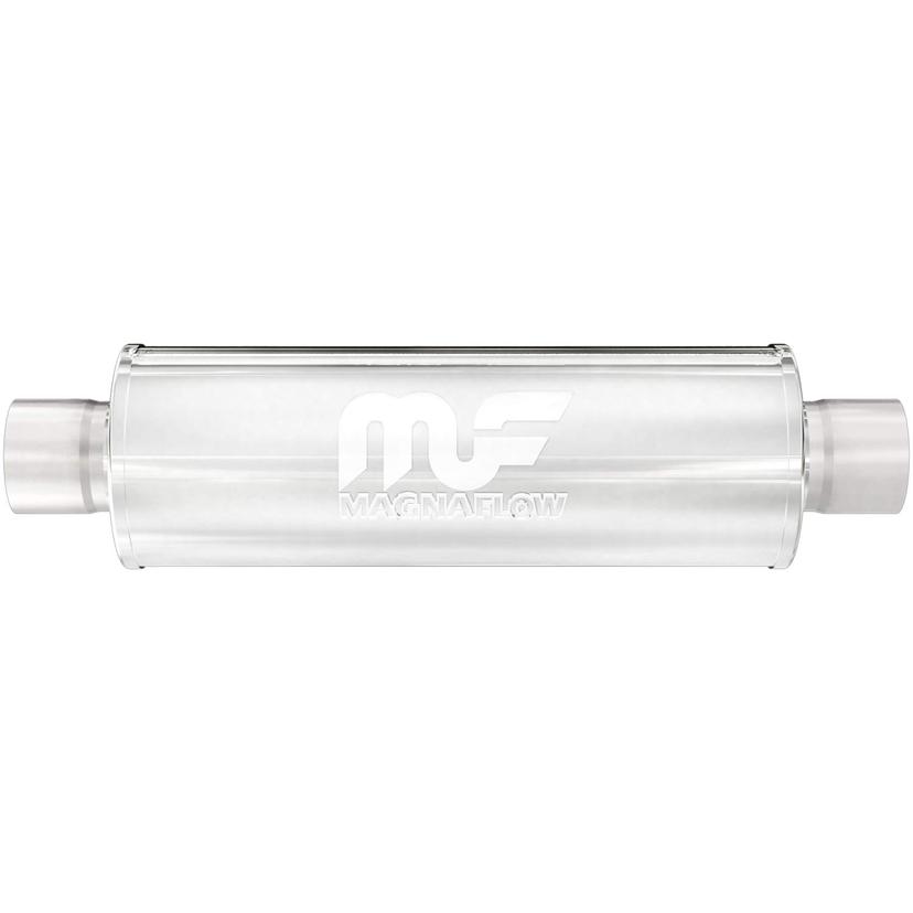 MAGNAFLOW 10435 Exhaust Muffler 2.25 INCH/2.25 INCH Inlet/Outlet, 4x4x22 INCH Round, Stainless Steel, Satin Finish