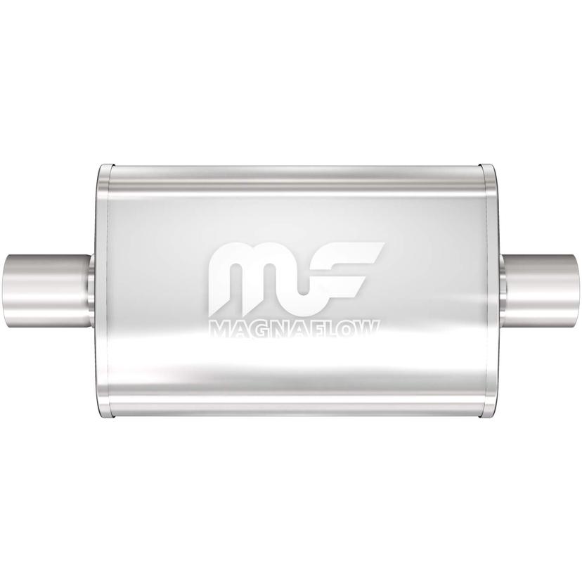 MAGNAFLOW 11214 Exhaust Muffler 2 INCH/2 INCH Inlet/Outlet, 4x9x14 INCH Oval, Stainless Steel, Satin Finish