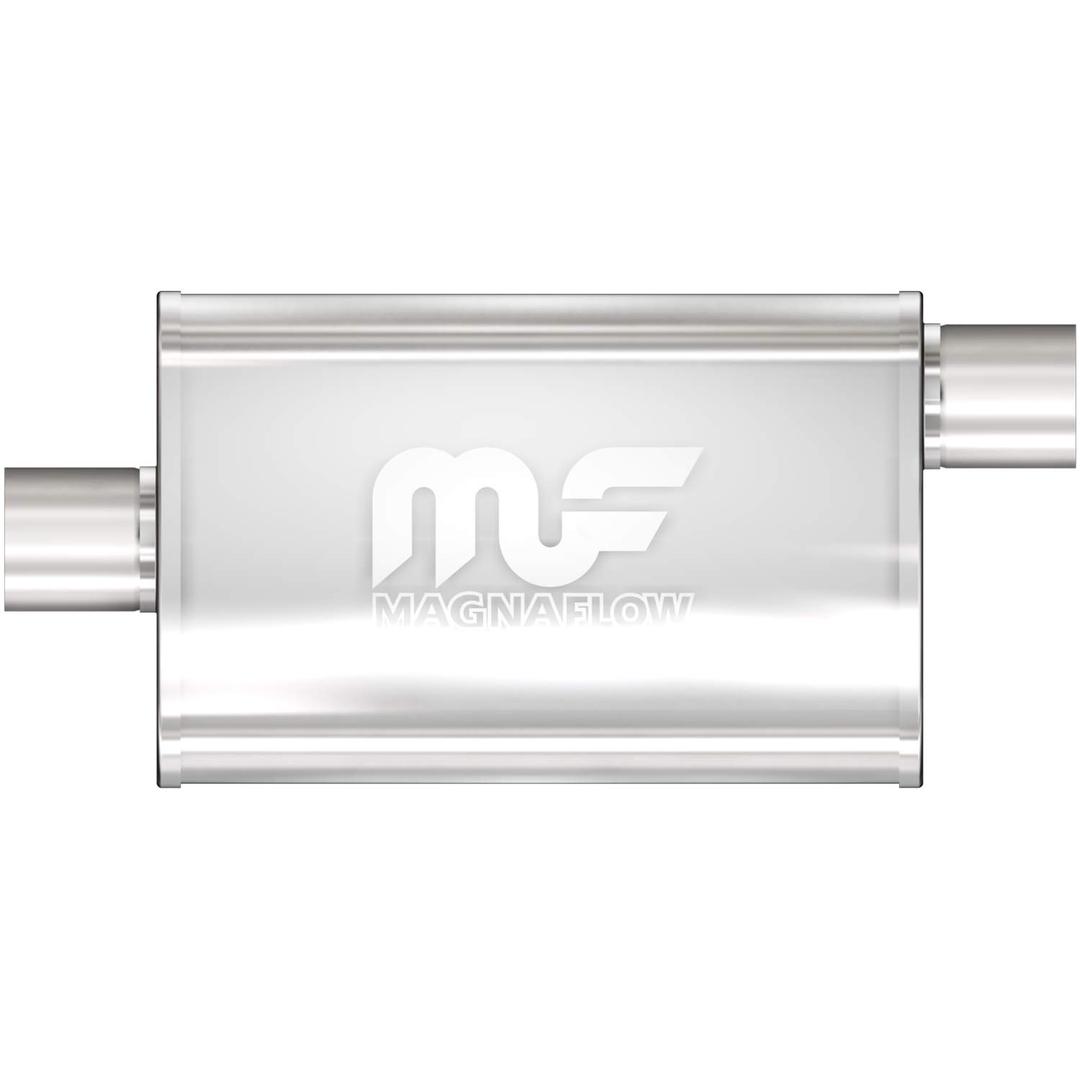 MAGNAFLOW 11366 Exhaust Muffler 2.5 INCH/2.5 INCH Inlet/Outlet, 4x9x11 INCH Oval, Stainless Steel, Satin Finish - The Twister Group Tools product