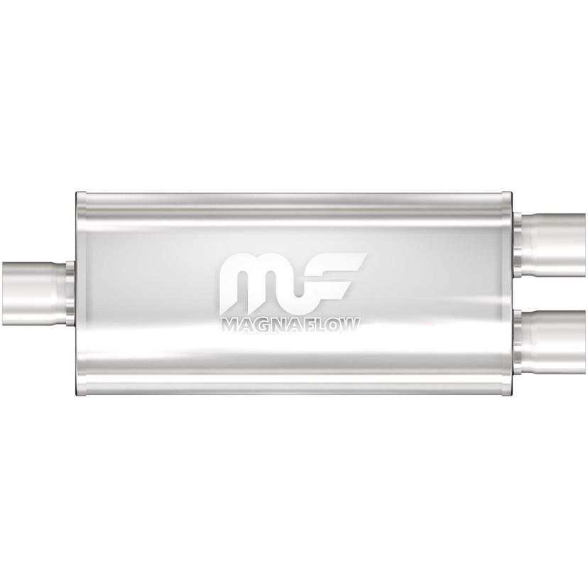 MAGNAFLOW 12198 Exhaust Muffler 3 INCH/2.5 INCH Inlet/Outlet, 5x8x14 INCH Oval, Stainless Steel, Satin Finish